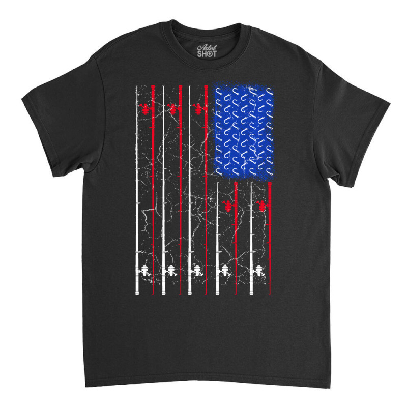 Trending American Us Flag Fishing Rod Fisherman Top For Him Classic T-shirt by Gipson Mize | Artistshot