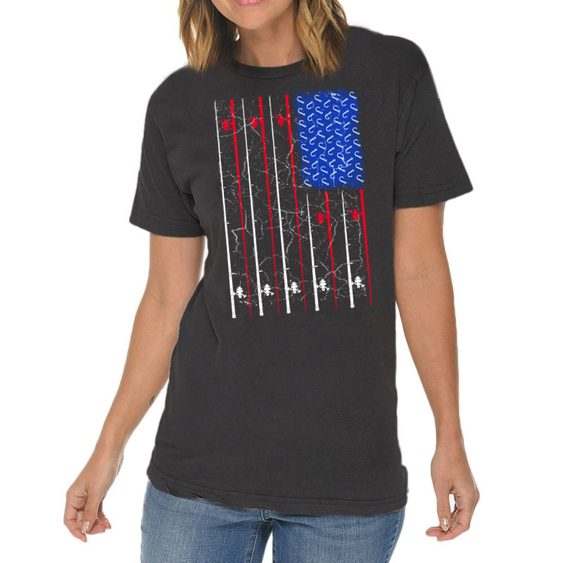 Trending American Us Flag Fishing Rod Fisherman Top For Him Vintage T-Shirt by Gipson Mize | Artistshot