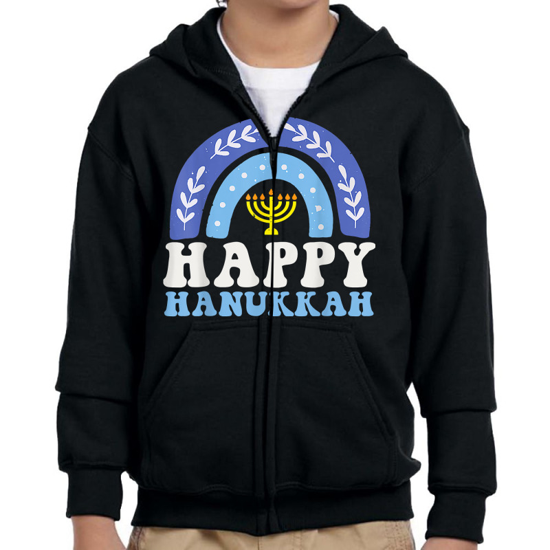 Happy Hanukkah Chanukah Rainbow Menorah Jewish Holiday T Shirt Youth Zipper Hoodie | Artistshot