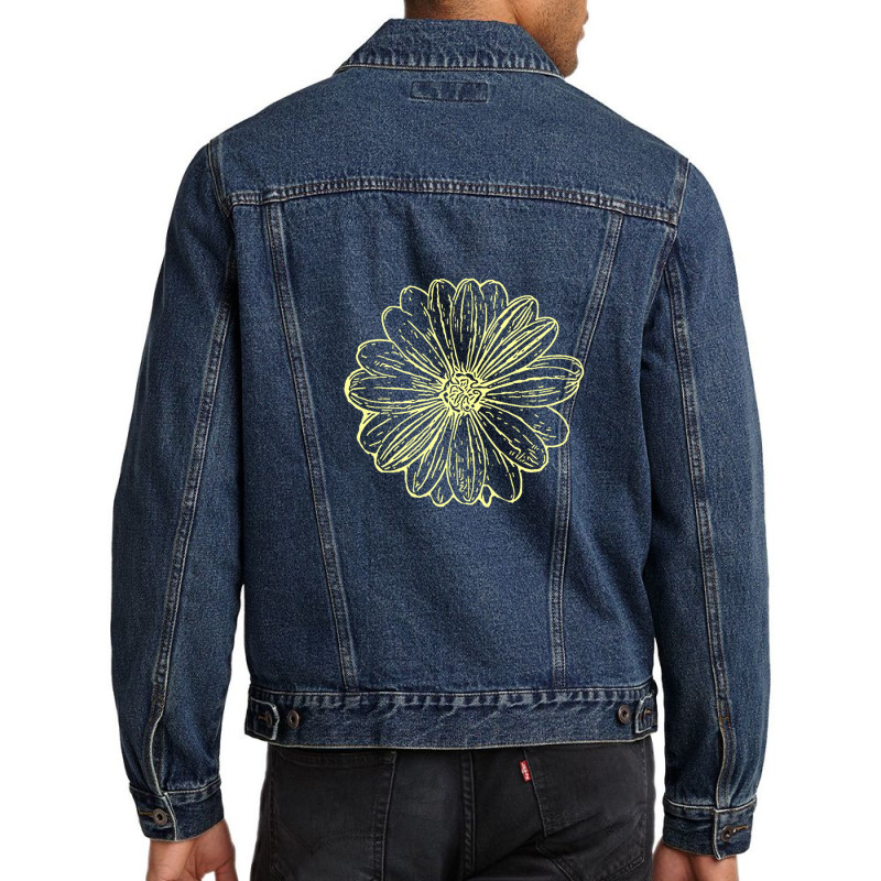 Trending Sunflower Ink Print Men Denim Jacket by poppyallen | Artistshot