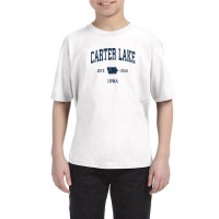 Carter Lake Iowa Ia Vintage Athletic Navy Sports Design Youth Tee | Artistshot