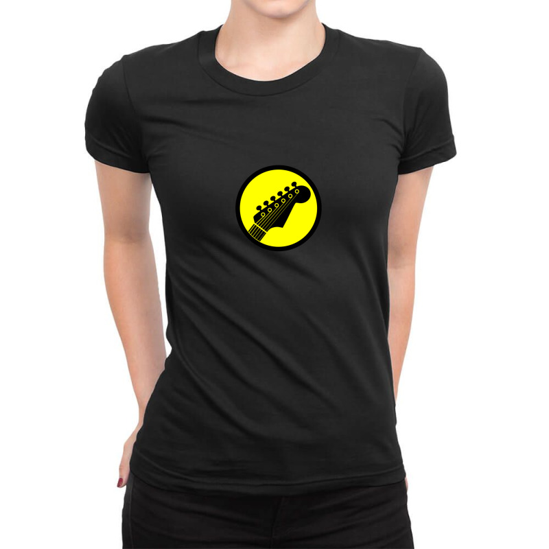 Electric Guitar Sign (black & Yellow) Ladies Fitted T-Shirt by MargaretElinorBiggs | Artistshot