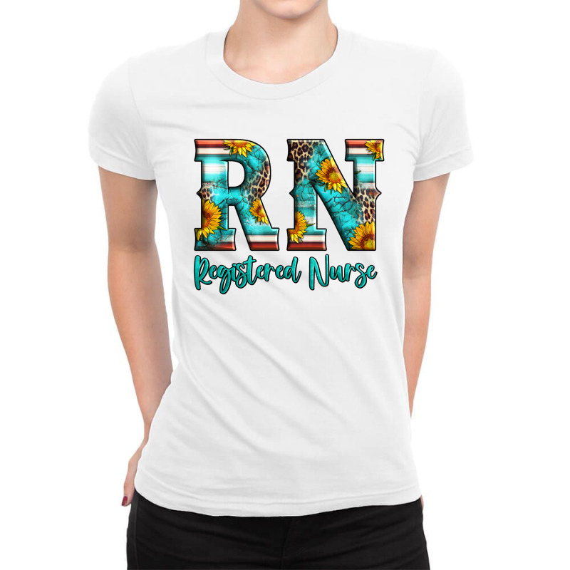 Registered Nurse Serape Turquoise Leopard Sunflowers Ladies Fitted T-shirt | Artistshot