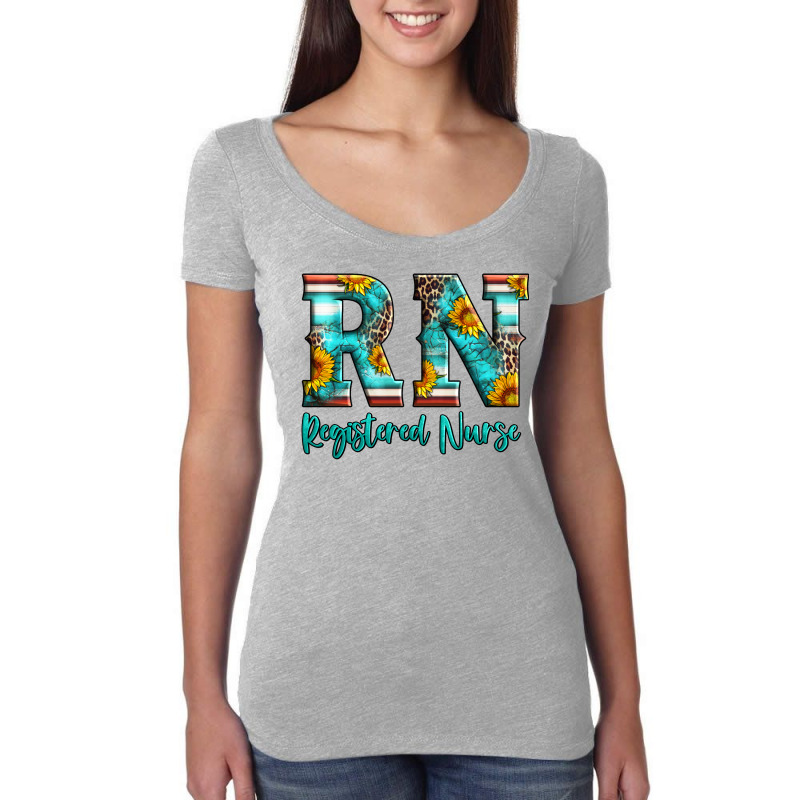 Registered Nurse Serape Turquoise Leopard Sunflowers Women's Triblend Scoop T-shirt | Artistshot