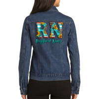 Registered Nurse Serape Turquoise Leopard Sunflowers Ladies Denim Jacket | Artistshot