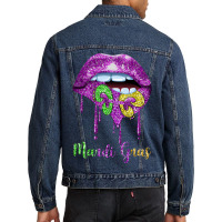 Dripping Lip Biting Fleur De Lys Mardi Gras For Women Men Denim Jacket | Artistshot