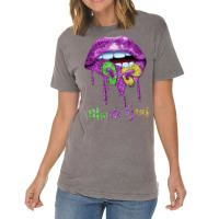 Dripping Lip Biting Fleur De Lys Mardi Gras For Women Vintage T-shirt | Artistshot