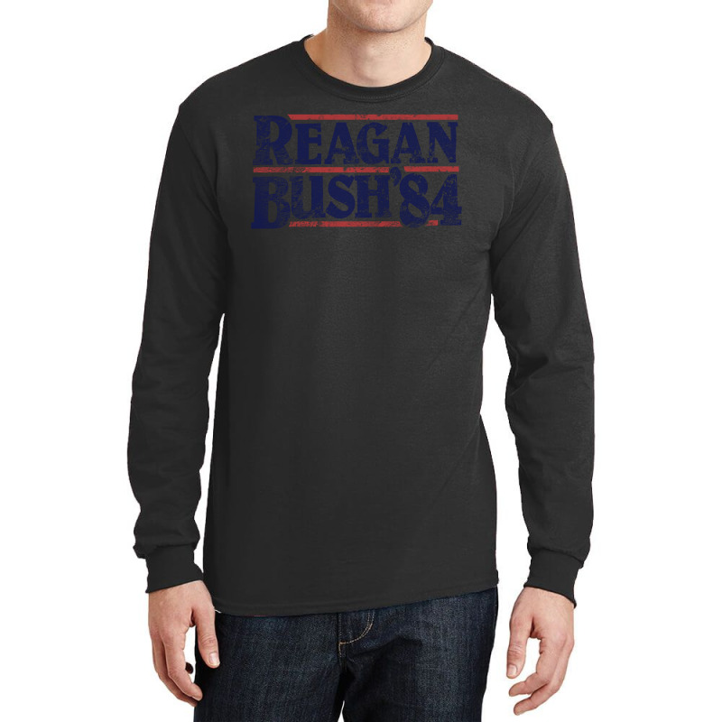 Reagan Bush 1984   Distressed And Faded Long Sleeve Shirts by pixneragrajab | Artistshot