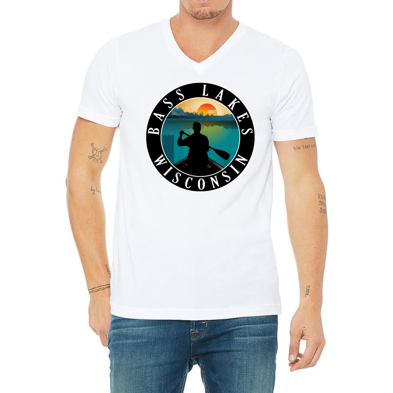 Bass Lakes Lake Wisconsin T  Shirt Bass Lakes Wisconsin Canoeing T  Sh V-neck Tee | Artistshot