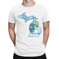 Hot Trend Michigan Ice Fishing State Map For Fisherman T-shirt | Artistshot