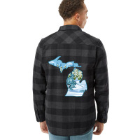 Hot Trend Michigan Ice Fishing State Map For Fisherman Flannel Shirt | Artistshot