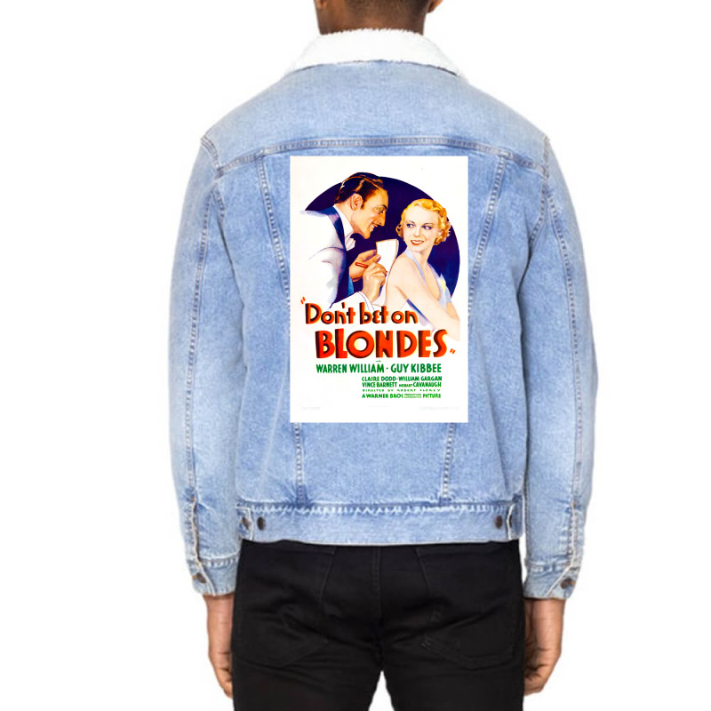 Dont Bet On Blondes (1935) Movie Poster Classic Vintage Love Unisex Sherpa-lined Denim Jacket | Artistshot