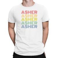 Asher Wordmark Pattern Personalized Name Retro T-shirt | Artistshot