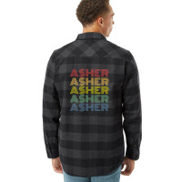 Asher Wordmark Pattern Personalized Name Retro Flannel Shirt | Artistshot