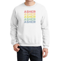 Asher Wordmark Pattern Personalized Name Retro Crewneck Sweatshirt | Artistshot