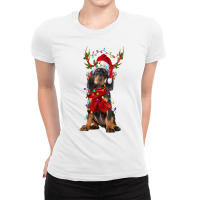 Womens Santa Black And Tan Coonhound Dog Reindeer Christmas Lights V N Ladies Fitted T-shirt | Artistshot