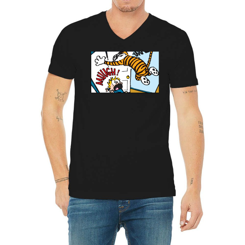 Funny Hobbes With Calvin V-neck Tee | Artistshot