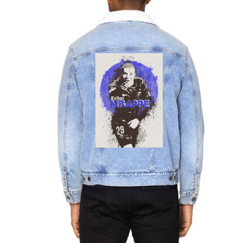 Kylian Mbappe Painting Unisex Sherpa-lined Denim Jacket | Artistshot