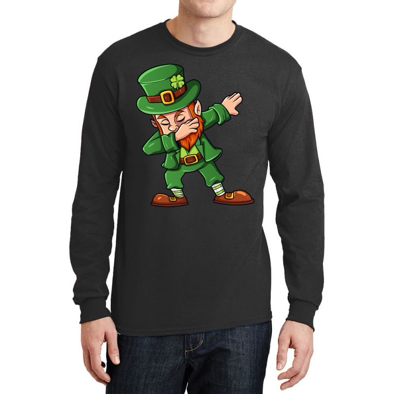 St Patricks Day Dabbing Leprechaun Irish Boys Girls Kids Dab  Copy Cop Long Sleeve Shirts | Artistshot