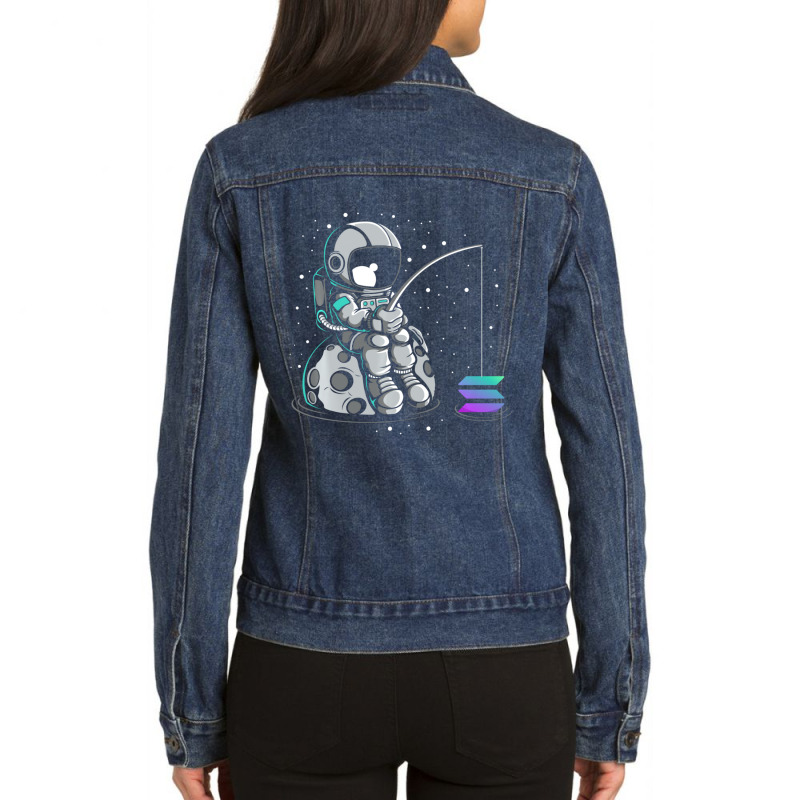 Hot Trend Solana Fishing, Crypto Bullrun Sol Token Rich Millionaire Ladies Denim Jacket by Bostic Walling | Artistshot