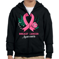 Breast Cancer Awareness With Plants Youth Zipper Hoodie | Artistshot