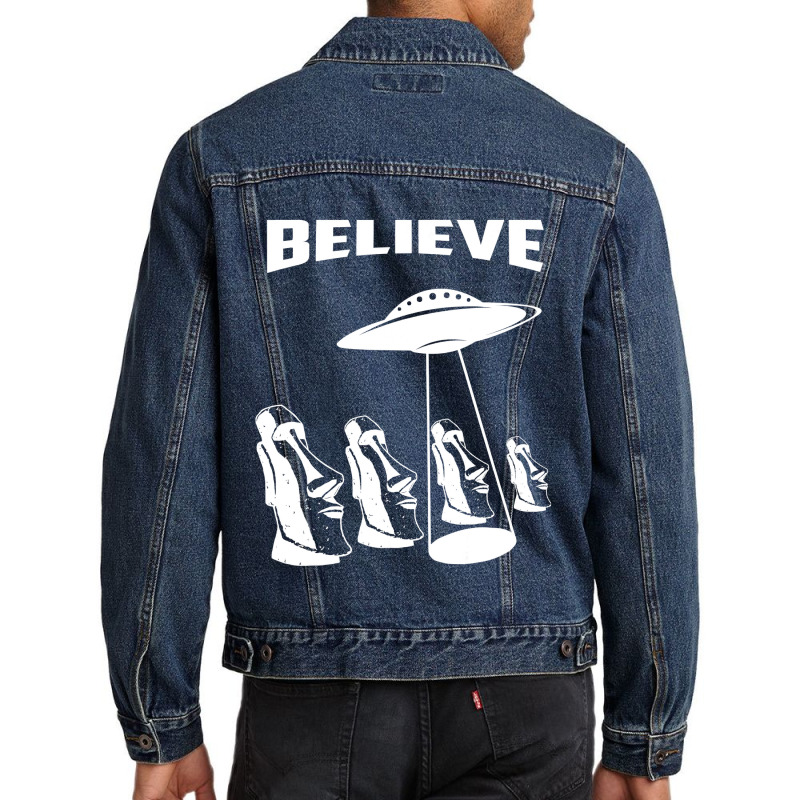 Easter Island Heads Moai Statues Alien Men Denim Jacket | Artistshot