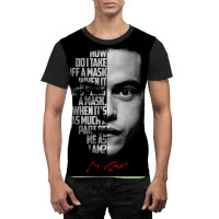 Black And Whiterobot Elliot Alderson Quote Poster Music Quote Graphic T-shirt | Artistshot