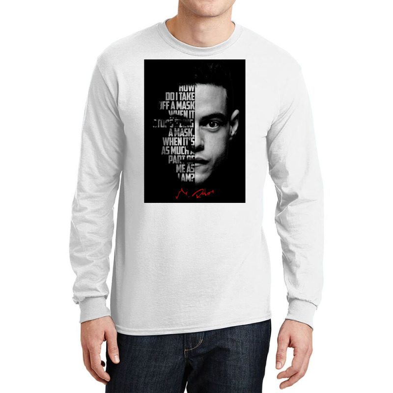 Black And Whiterobot Elliot Alderson Quote Poster Music Quote Long Sleeve Shirts | Artistshot