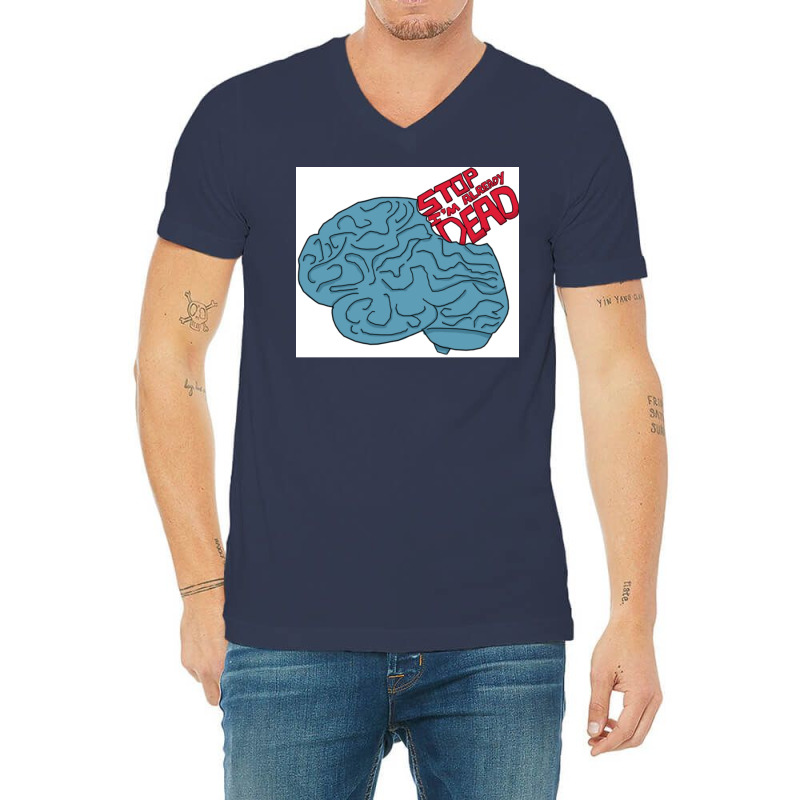 Blue Brains Poster Travel V-neck Tee | Artistshot