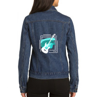 Guitar Gift Guitarist Musical Instrument 12 Ladies Denim Jacket | Artistshot