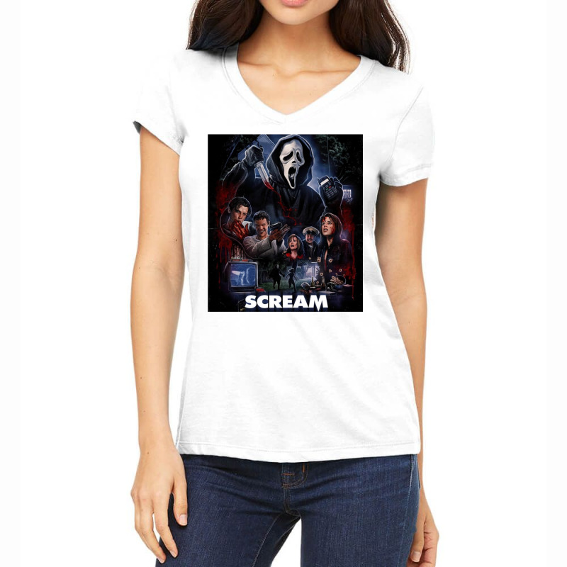 Scream Horror Movie Artwork Women's V-Neck T-Shirt by rivulevizf | Artistshot