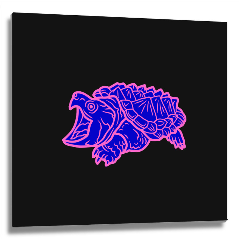 Trending Alligator Snapping Turtle - Reptile - Wildlife - Cute Turtle Metal Print Square | Artistshot