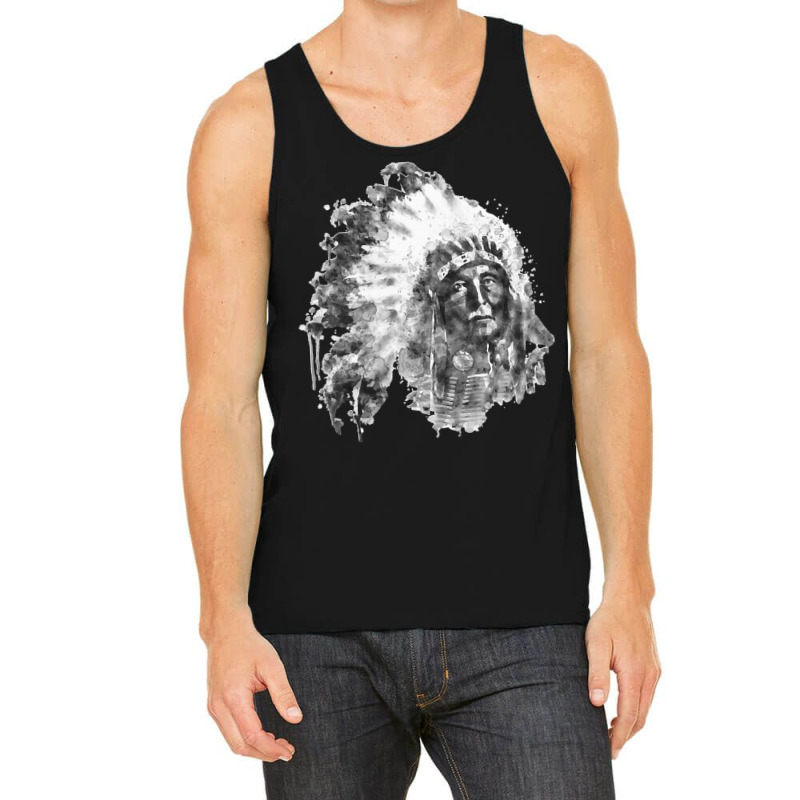 Native American Portrait T  Shirt Native American Chief Black And Whit Tank Top by bernierkaia606 | Artistshot