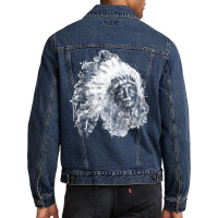 Native American Portrait T  Shirt Native American Chief Black And Whit Men Denim Jacket | Artistshot