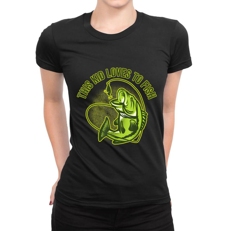 Hot Trend This Kid Loves To Fish Heart Fishing Ladies Fitted T-Shirt by Estrada Link | Artistshot