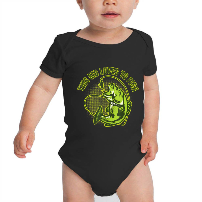 Hot Trend This Kid Loves To Fish Heart Fishing Baby Bodysuit by Estrada Link | Artistshot