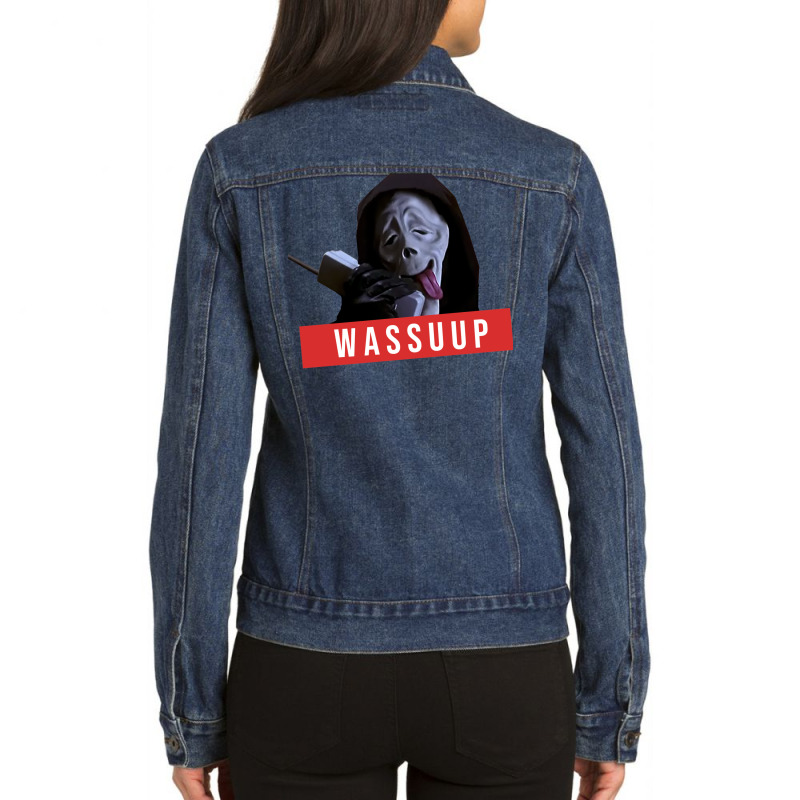 Wassup Scream Scary Movie Fun Ladies Denim Jacket by sofiahakchayf | Artistshot