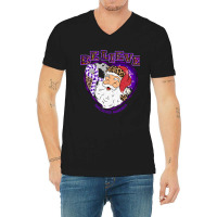 Hot Trend Sarcoidosis Awareness Awareness - Santa Believe Leopard Chri V-neck Tee | Artistshot