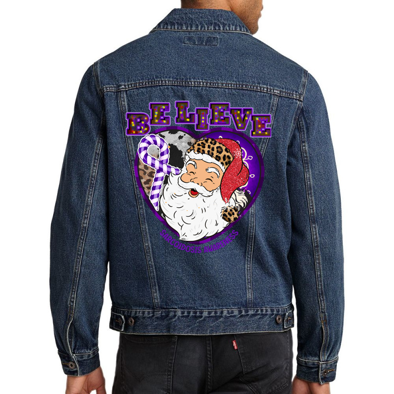 Hot Trend Sarcoidosis Awareness Awareness - Santa Believe Leopard Chri Men Denim Jacket | Artistshot