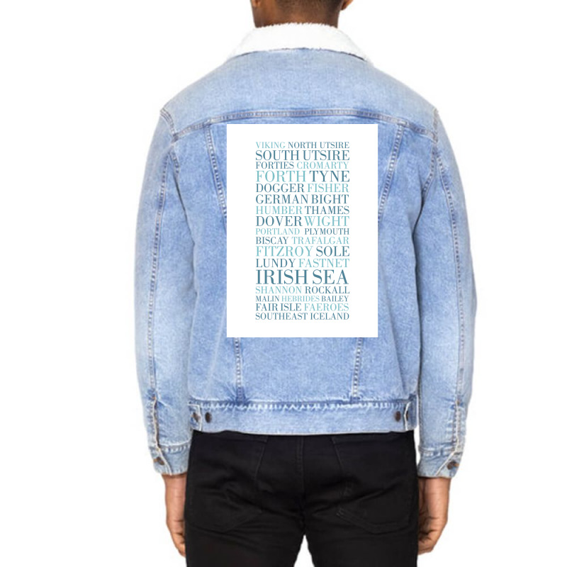 Shipping Forecast As Heard Of Radio 4  Quote Nature Green Unisex Sherpa-lined Denim Jacket | Artistshot