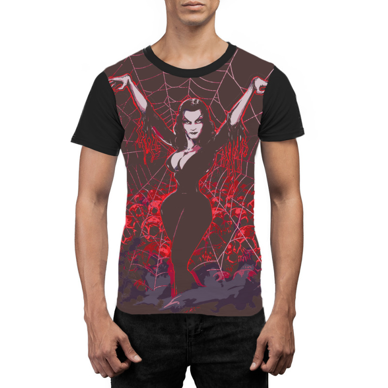 Vampira Spider Web Gothic Graphic T-shirt | Artistshot