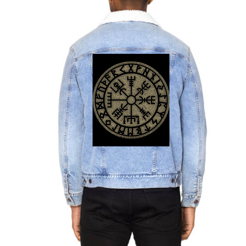 Vegvisir Viking Compass Norse Symbol Protection Nordic Vikings Essenti Unisex Sherpa-Lined Denim Jacket by aleescayenn | Artistshot