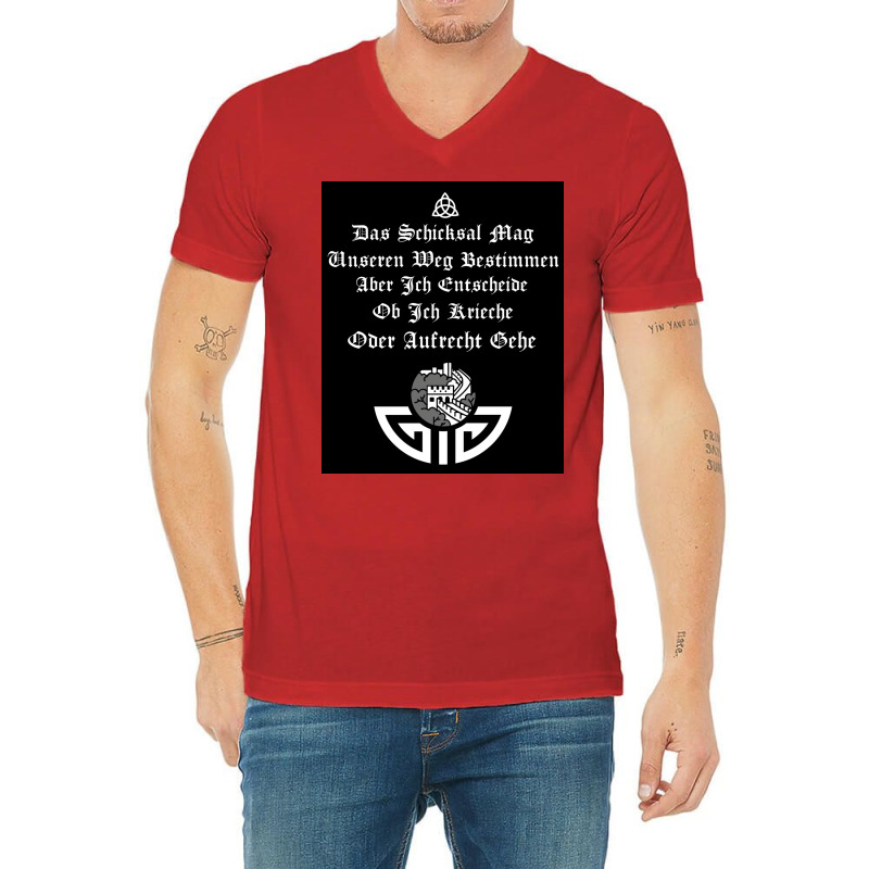 Nordic Viking Warrior Quotes Fate May Determine  Humor 70s V-neck Tee | Artistshot