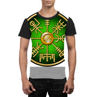 Norse Vegvisir Viking Compass Green  Music Blue Graphic T-shirt | Artistshot