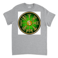 Norse Vegvisir Viking Compass Green  Music Blue Classic T-shirt | Artistshot