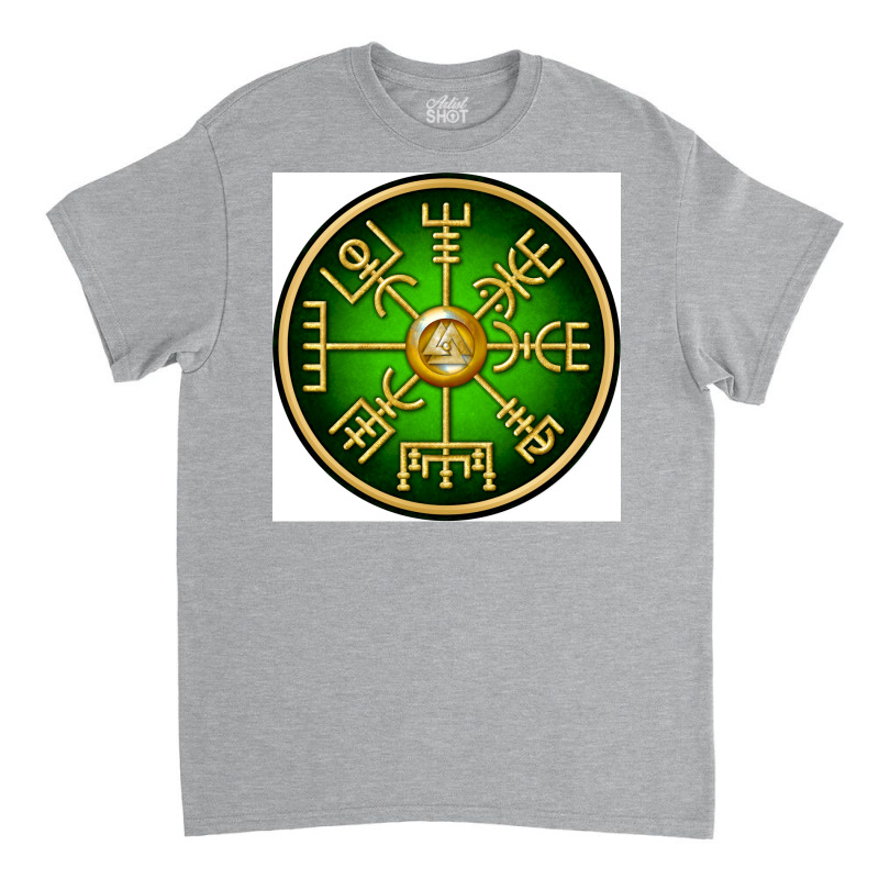 Norse Vegvisir Viking Compass Green  Music Blue Classic T-shirt by waysontrinay | Artistshot