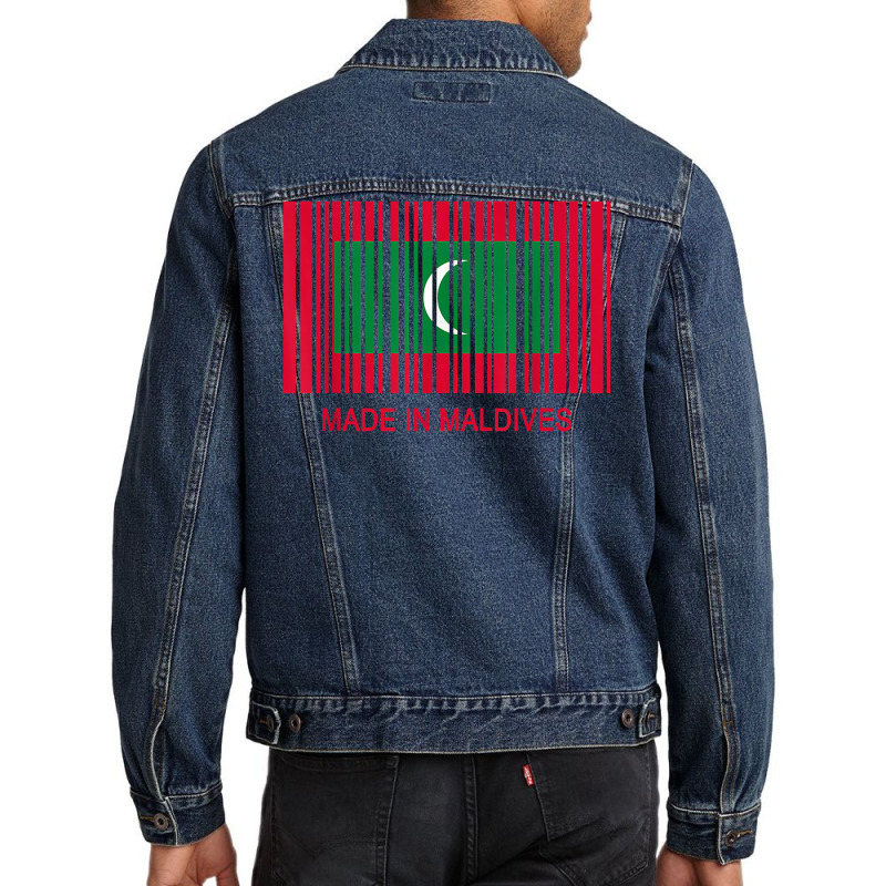 Made In Maldives Flag Barcode T Shirt Men Denim Jacket | Artistshot