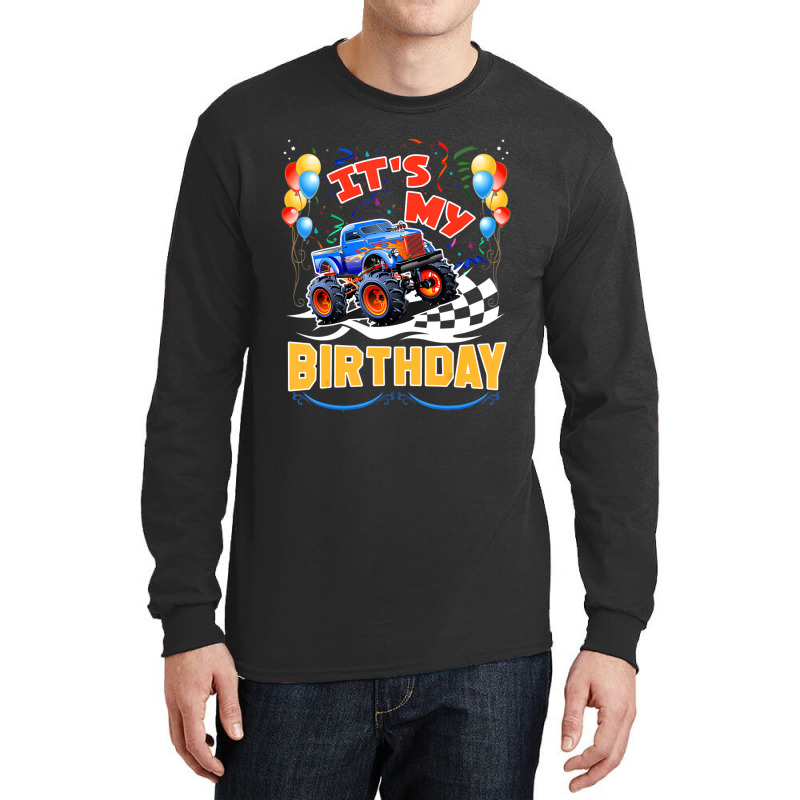 Trending It Is My Birthday Boy Monster Truck Car Party Day Kids Cute Long Sleeve Shirts | Artistshot