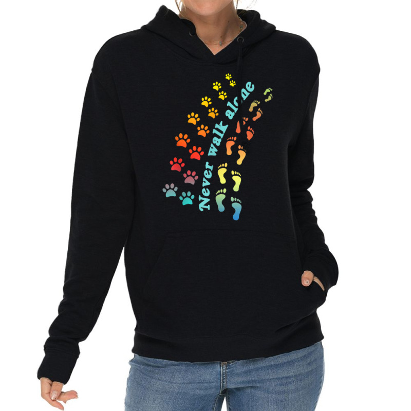 Never Walk Alone Dog Tracks Gift Lightweight Hoodie by Eme90 | Artistshot