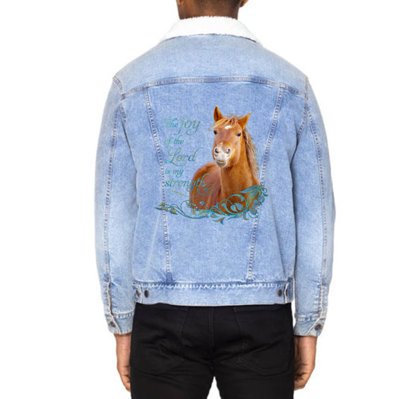 Limited Edition Christian Bible Verse Smiling Horse Unisex Sherpa-Lined Denim Jacket by Berrios Crisp | Artistshot